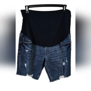 Time & True - Distressed w/ Holes Mid Length Cut-Off Maternity Shorts​​